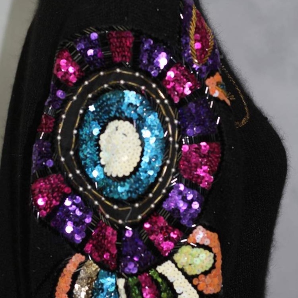 Lisa Ashley Original Black Silk Wool Sequenced Swe - Picture 4 of 7